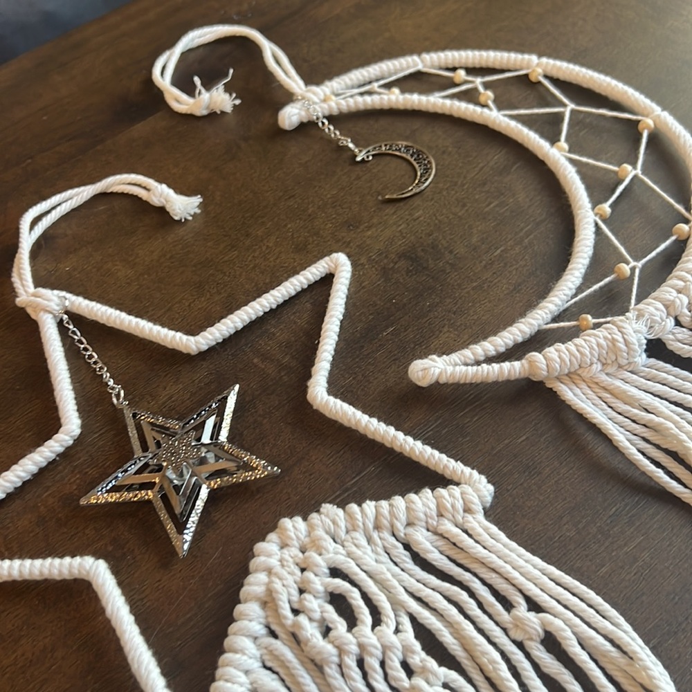 Adorable Star and Moon Macrame Wall Hanging Set 💫 🌙
